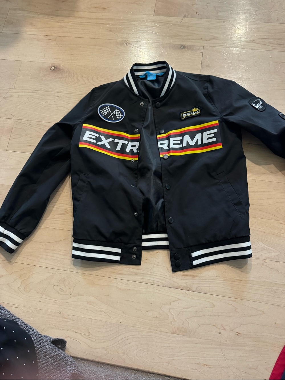 EXTREME Black Varsity-Style racing Jacket size 10-12